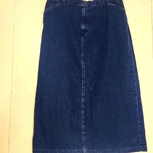 Vintage Blue Denim Boho Western Cotton Timeless  Maxi Skirt